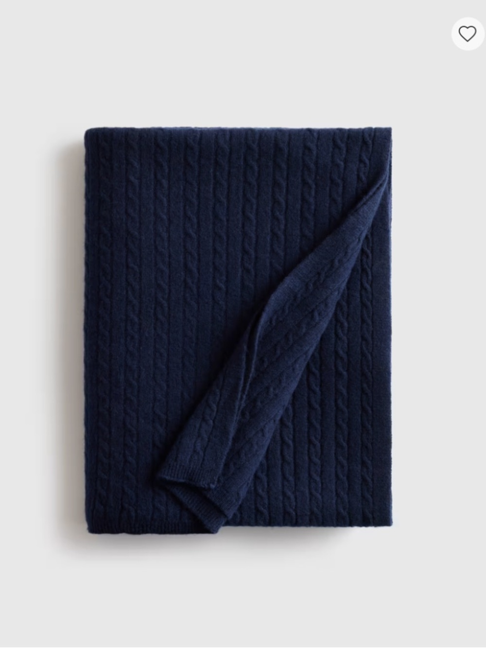 NEW QUINCE Cable Knit Mongolian Cashmere Throw, True Navy, 50x70